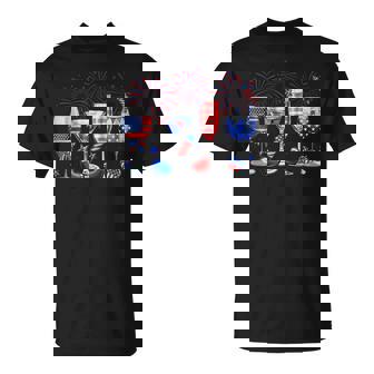Red Wine And Blue Glasses Firework Happy 4Th Of July T-shirt - Thegiftio UK