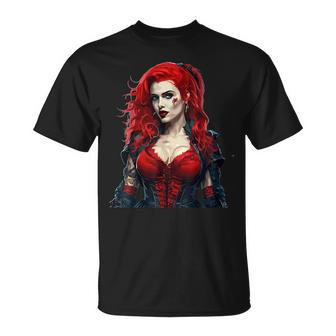 Redheaded Vamp Female Vampire Vampire Halloween Horror Halloween T-Shirt | Mazezy