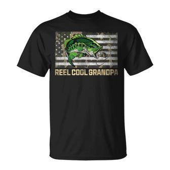 Reel Cool Grandpa Camouflage Fathers Day Fisherman Fishing Unisex T-Shirt - Seseable