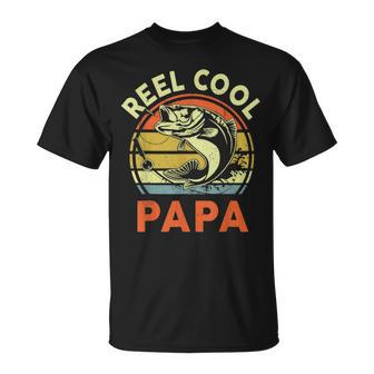 Reel Cool Papa Fishing Dad Fisherman Fathers Day Grandpa Unisex T-Shirt - Seseable