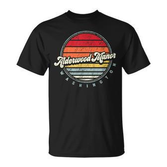 Retro Alderwood Manor Home State Cool 70S Style Sunset T-Shirt | Mazezy
