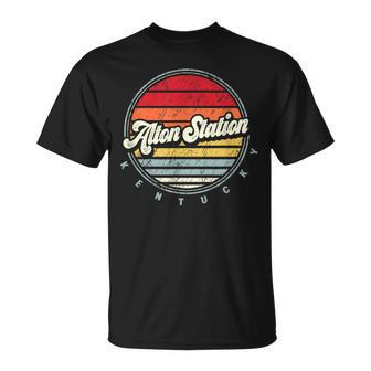 Retro Alton Station Home State Cool 70S Style Sunset T-Shirt | Mazezy
