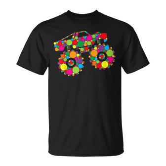 Retro Colorful Polka Dots Monster Truck Happy Dot Day Boys T-Shirt - Seseable