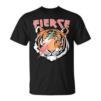 Retro Fierce Tiger Lover Lightning T-Shirt | Mazezy