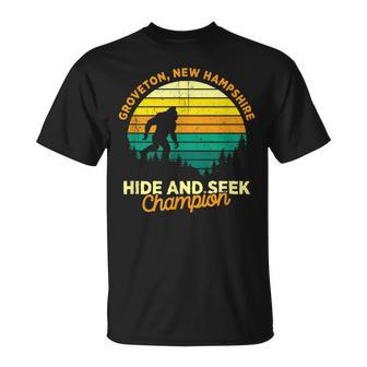 Retro Groveton New Hampshire Big Foot Souvenir T-Shirt | Mazezy