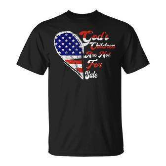 Retro Heart Gods Children Are Not For Sale American Flag Retro Gifts Unisex T-Shirt | Mazezy