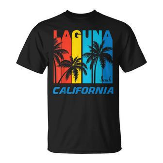 Retro Laguna Beach California Palm Trees Vacation T-Shirt | Mazezy