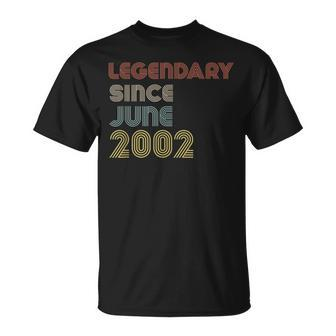 Retro Legendary Since June 2002 Birthday Legend Born Years Unisex T-Shirt | Mazezy