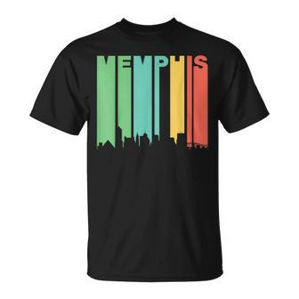 Retro Memphis Tennessee Cityscape Downtown Skyline T-Shirt | Mazezy