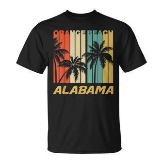 Retro Orange Beach Alabama Palm Trees Vacation T-Shirt | Mazezy