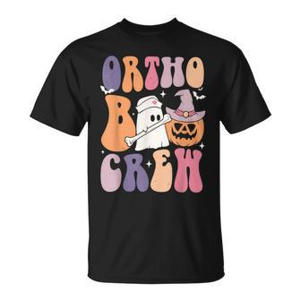 Retro Ortho Boo Crew Ghost Pumpkin Orthopedic Halloween T-Shirt - Monsterry