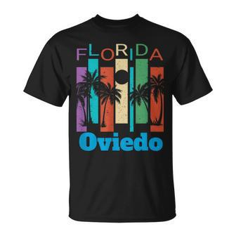 Retro Oviedo Florida Palm Tree Souvenir T-Shirt | Mazezy