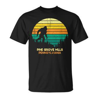 Retro Pine Grove Mills Pennsylvania Big Foot Souvenir T-Shirt | Mazezy