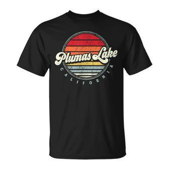 Retro Plumas Lake Home State Cool 70S Style Sunset T-Shirt | Mazezy