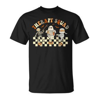 Retro Therapy Squad Slp Ot Pt Team Halloween Speech Physical T-Shirt - Monsterry