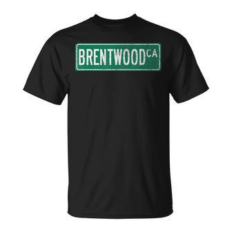 Retro Style Brentwood Ca Street Sign T-Shirt | Mazezy