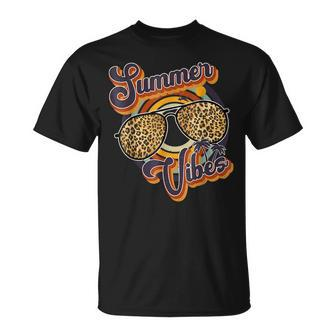 Retro Summer Vibes Leopard Sunglasses Summer Lover T-shirt - Thegiftio UK