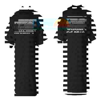 Retro Sunset Stripes Avocado Heights California T-Shirt | Mazezy