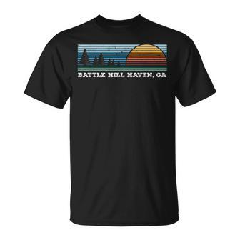 Retro Sunset Stripes Battle Hill Haven Georgia T-Shirt | Mazezy