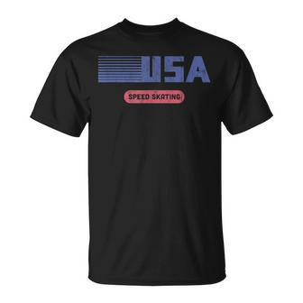 Retro Usa 2022 Team American Speed Skating Vintage Usa Funny Gifts Unisex T-Shirt | Mazezy