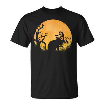 Retro Vintage Halloween Black Cat Witch Hat Bats Orange Moon Orange Funny Gifts Unisex T-Shirt | Mazezy