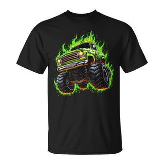 Retro Vintage Monster Truck Retro Sunset Monster Truck Boys T-Shirt - Seseable