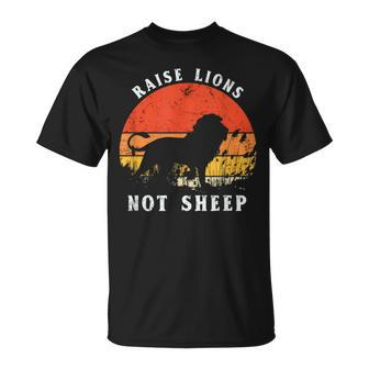 Retro Vintage Raise Lions Not Sheep Patriot Party Unisex T-Shirt | Mazezy