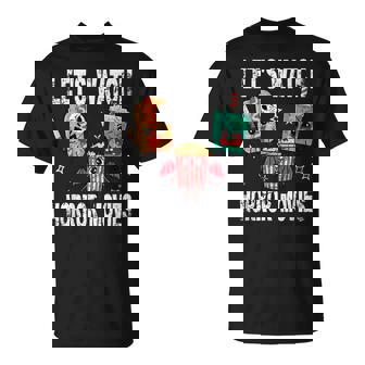 Retro Lets Watch Horror Movies Cute Halloween Costume T-Shirt | Mazezy
