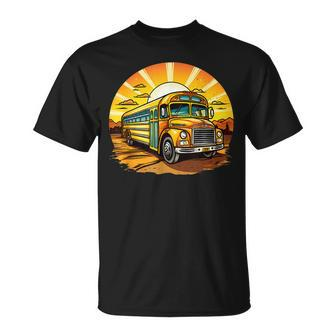 Retro Yellow School Bus Cool Professional Driver Student T-Shirt - Monsterry
