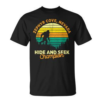 Retro Zephyr Cove Nevada Big Foot Souvenir T-Shirt | Mazezy CA