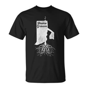 Rhode Island Home Grown Vintage Roots State Pride Distressed Unisex T-Shirt | Mazezy