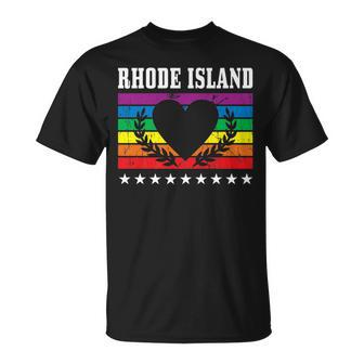 Rhode Island Pride Flag Pride Month Lgbtq Flag Unisex T-Shirt | Mazezy