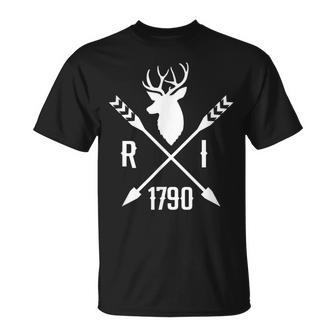 Rhode Island Pride Ri 1790 White Tail Deer Unisex T-Shirt | Mazezy