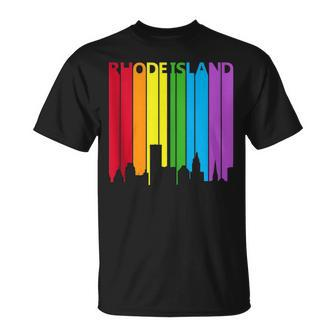 Rhode Island Skyline Lgbt Pride Unisex T-Shirt | Mazezy