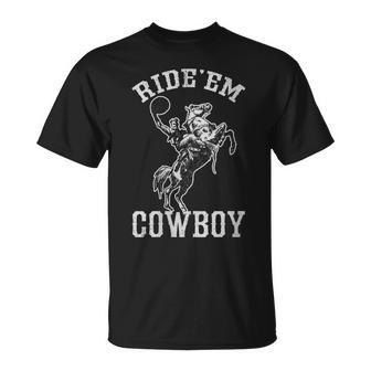 Rideem Cowboy Vintage Cowgirl Womans Country Horse Riding Gift For Womens Unisex T-Shirt | Mazezy CA