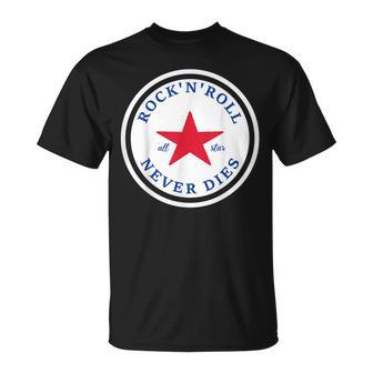 Rock N Roll Never Dies Rock And Roll All Star Music T-Shirt - Thegiftio