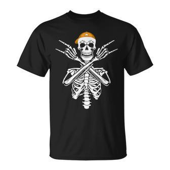 Rocker Skeleton Cap Skater Halloween Hand Rock Boys T-Shirt | Mazezy