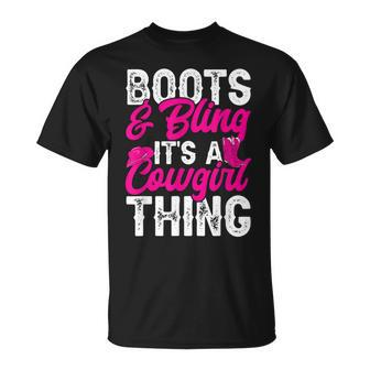 Rodeo Western Country Southern Cowgirl Boots & Bling Unisex T-Shirt | Mazezy