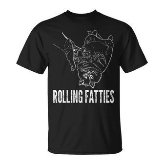 Rollin Fatties Funny Fat Kitty Cat Unisex T-Shirt | Mazezy