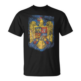 Romanian Pride Coat - Of Arms Of Romania Heritage Celtic Unisex T-Shirt | Mazezy UK