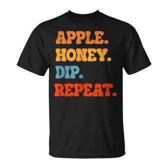 Rosh Hashanah Apple Honey Dip Repeat Jewish New Year Shofar T-Shirt | Mazezy DE