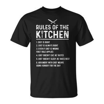 Rules Of The Kitchen Funny Master Cook Restaurant Chef Joke Unisex T-Shirt | Mazezy