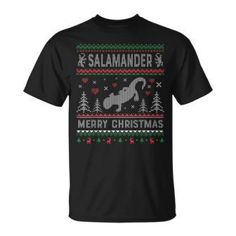 Salamander Ugly Christmas Sweater Style T-Shirt - Monsterry