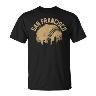 San Francisco Baseball Skyline California Player Coach Fan T-Shirt | Mazezy