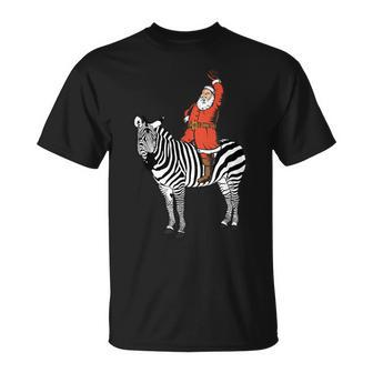 Santa Clause On A Zebra Ugly Christmas Sweater T-Shirt | Mazezy