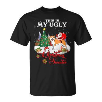 Santa Riding Akita This Is My Ugly Christmas Sweater T-Shirt - Monsterry UK