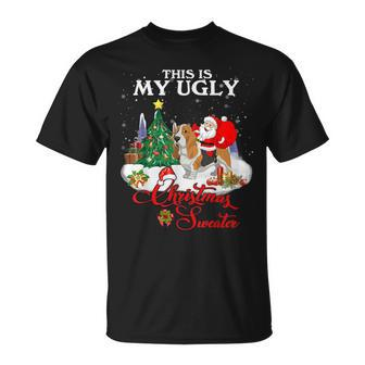 Santa Riding Basset Hound This Is My Ugly Christmas Sweater T-Shirt - Monsterry CA