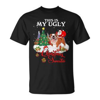 Santa Riding Bulldog This Is My Ugly Christmas Sweater T-Shirt - Monsterry DE
