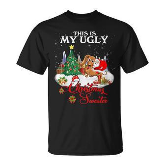 Santa Riding Dachshund This Is My Ugly Christmas Sweater T-Shirt - Monsterry DE