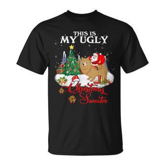Santa Riding Pomeranian This Is My Ugly Christmas Sweater T-Shirt - Monsterry AU